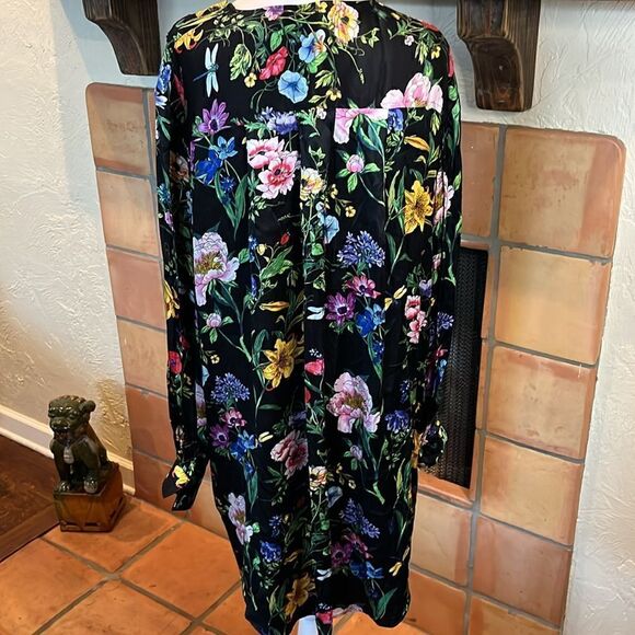 H & M Black Viscose Floral Long Sleeve Dress, size 14! - Picture 6 of 11